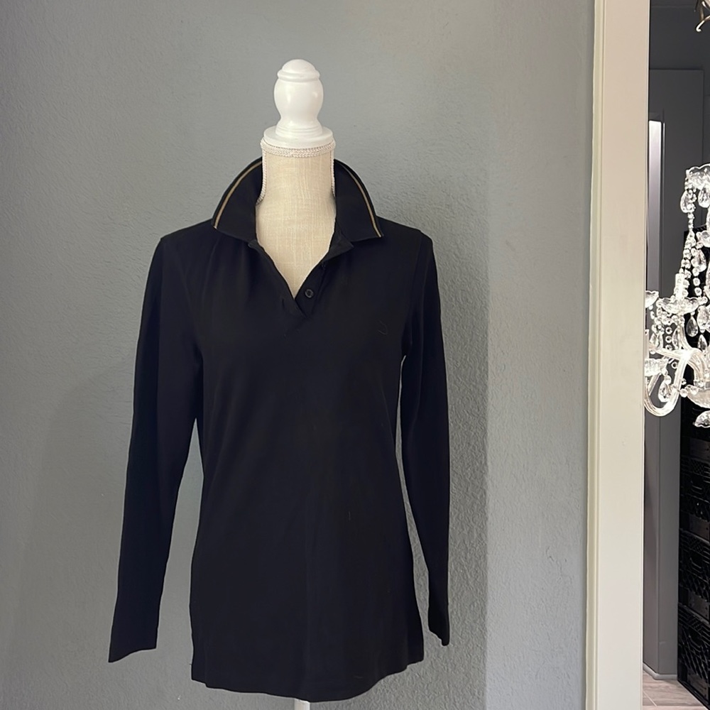 Louis Vuitton black long sleeve polo uniform shirt